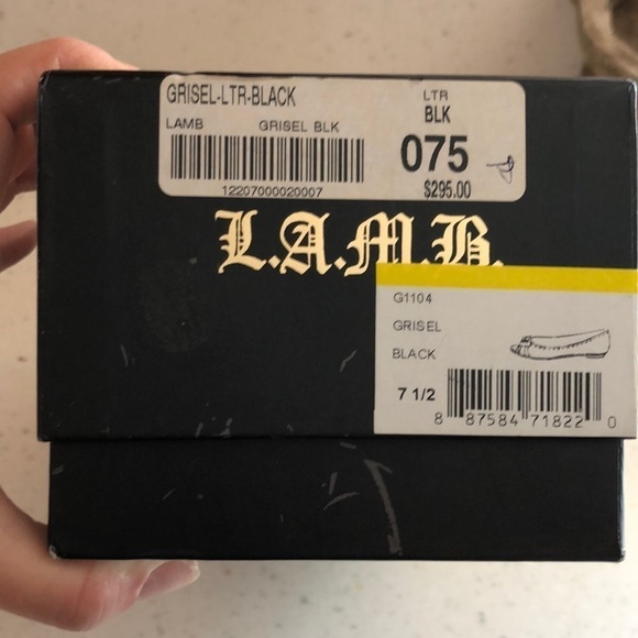 Vintage L.A.M.B. “Grisel” 7.5 Leather Peep Toe Ballet Flats Black White Shoe EUC - Picture 13 of 16